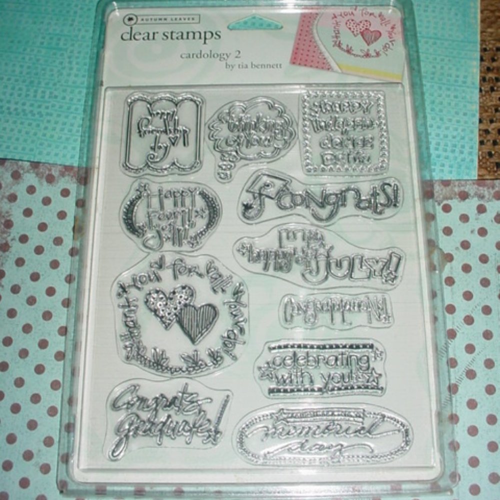 AUTUMN LEAVES NIB Clear Stamps Cardology 2 Occasions